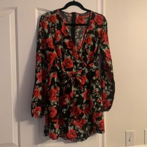 New black romper with red roses.